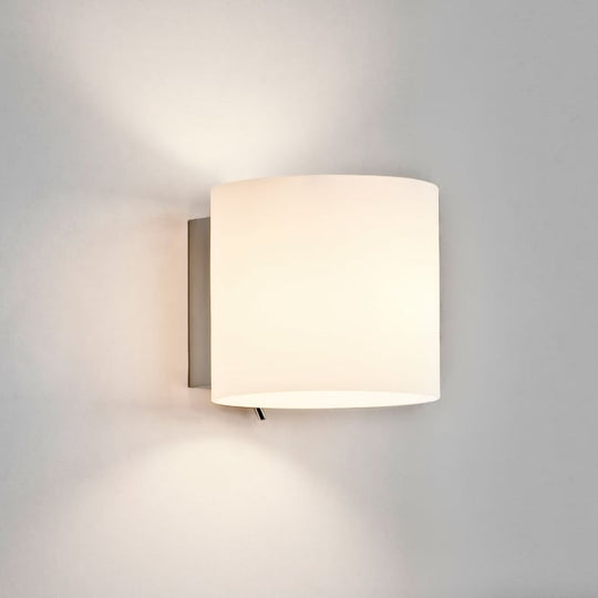Luga switched wall light painted silver white opal glass