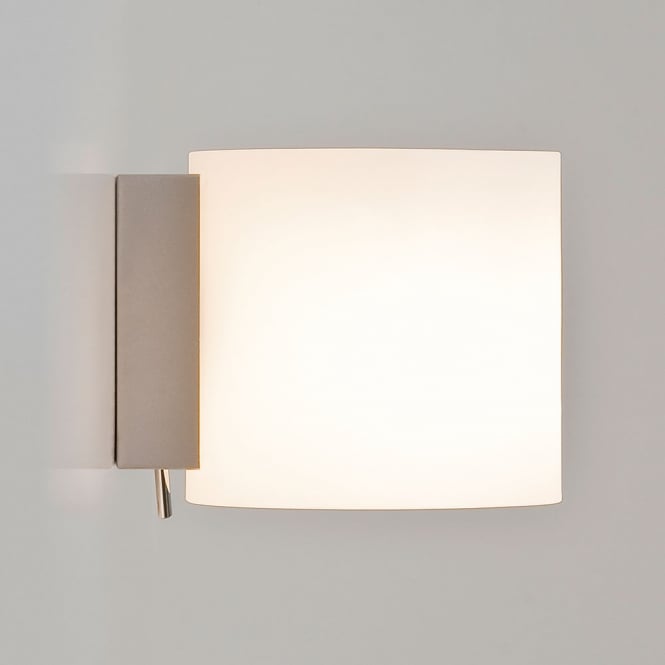 Luga switched wall light painted silver white opal glass