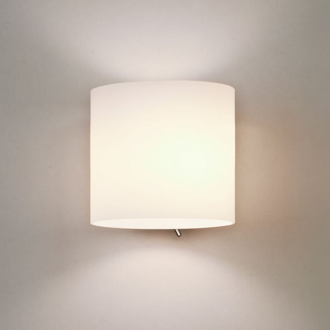 Luga switched wall light painted silver white opal glass