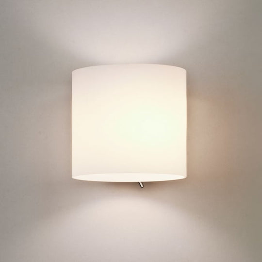 Luga switched wall light painted silver white opal glass