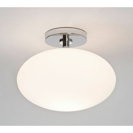 Zeppo bathroom ceiling light polished chrome finish white opal glass