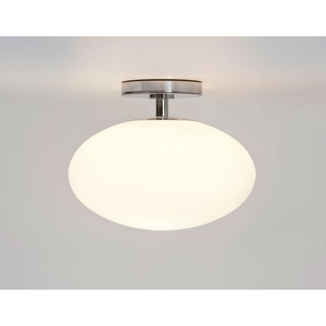 Zeppo bathroom ceiling light polished chrome finish white opal glass