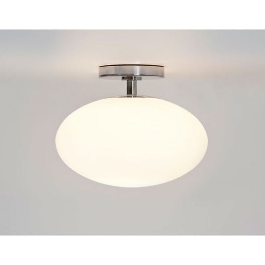 Zeppo bathroom ceiling light polished chrome finish white opal glass
