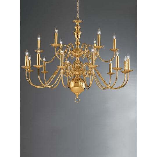 polished brass 18 light chandelier
