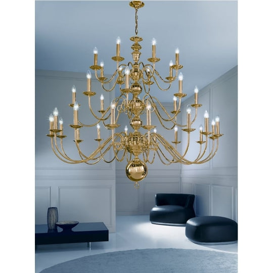 polished brass 32 light chandelier
