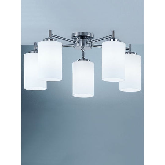 semi flush 5 glass downlight matt nickel finish