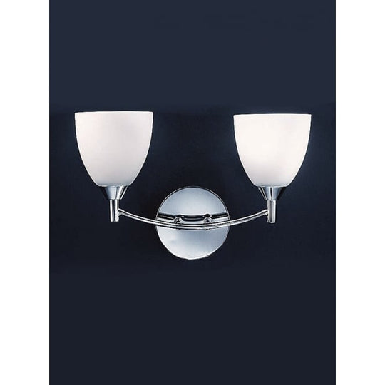 2 wall light satin opal glass polished chrome