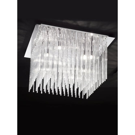600mm Square 10 lights Flush polished chrome