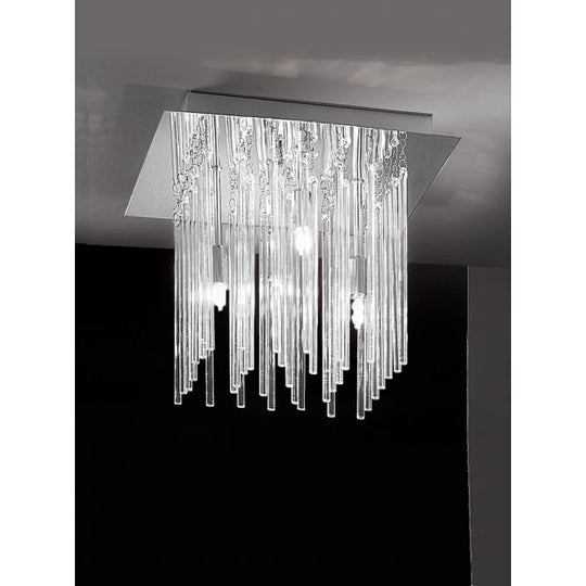 300mm flush square ceiling 4 light glass