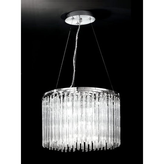 polished chrome 9 light pendant glass suspended