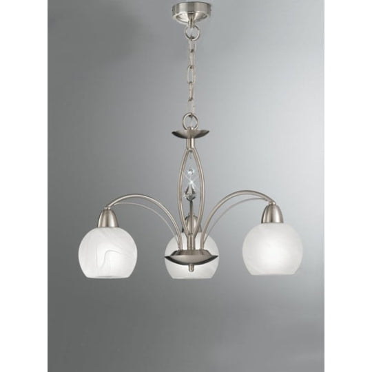 sating nickel finish crystal glass ceiling 3 light