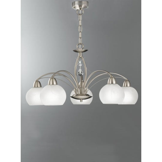sating nickel finish crystal glass ceiling 5 light