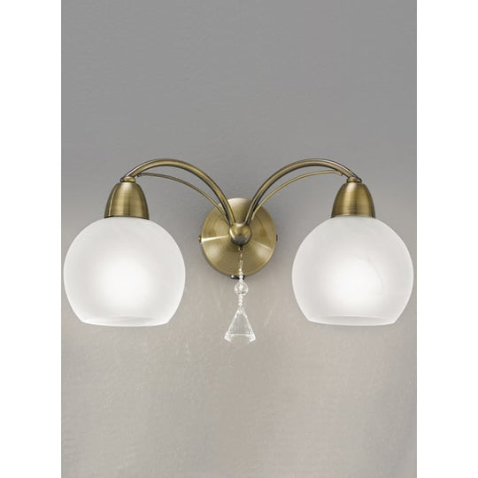 bronze finish crystal glass wall 2 light