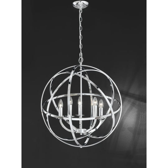 polished chrome finish 6 light pendant