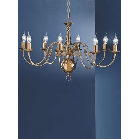 polished brass finish 8 light chandelier
