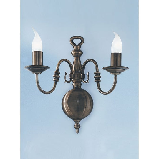 bronze finish 2 candle wall light