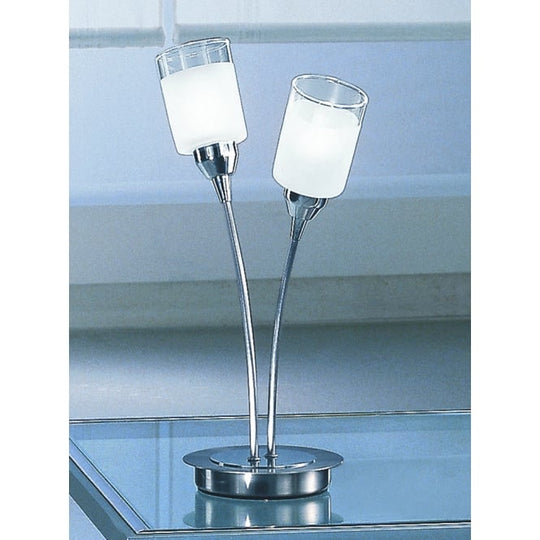 polished and sating nickel glass shade table light