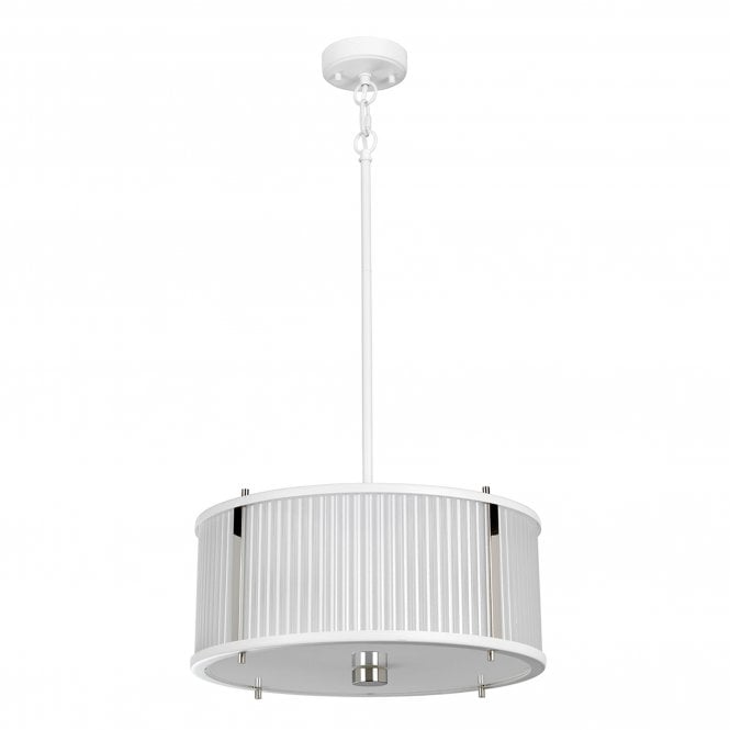 Corona 3 Light Pendant - White Polished Nickel
