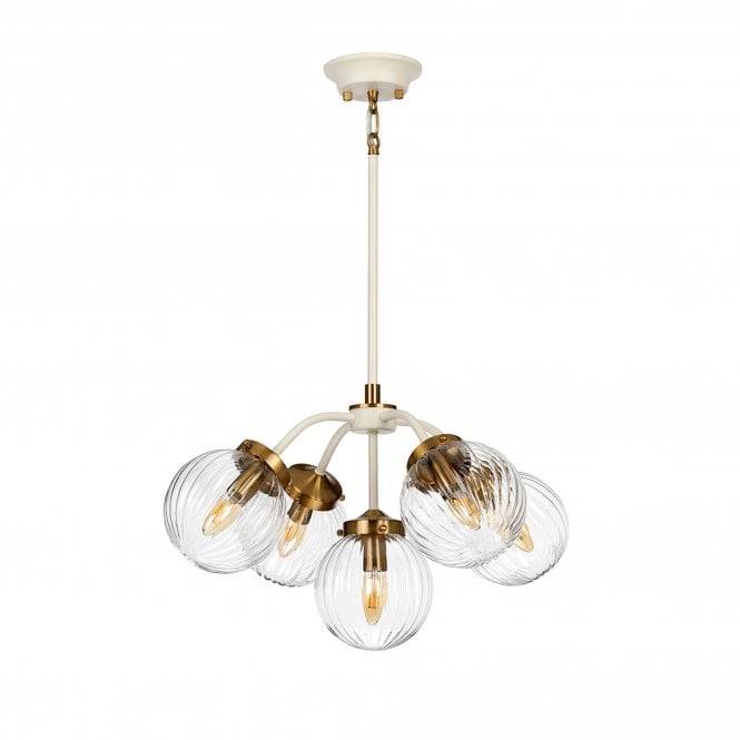 Cosmos 5 Light Pendant Cream Painted + Aged Brass Plated