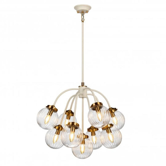 Cosmos 9 Light Pendant Cream Painted + Aged Brass Plated