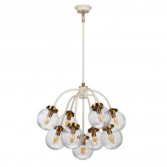 Cosmos 9 Light Pendant Cream Painted + Aged Brass Plated