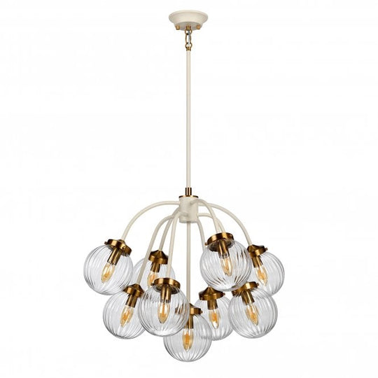 Cosmos 9 Light Pendant Cream Painted + Aged Brass Plated