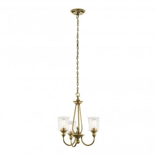 Waverly 3 Light Chandelier - Natural Brass