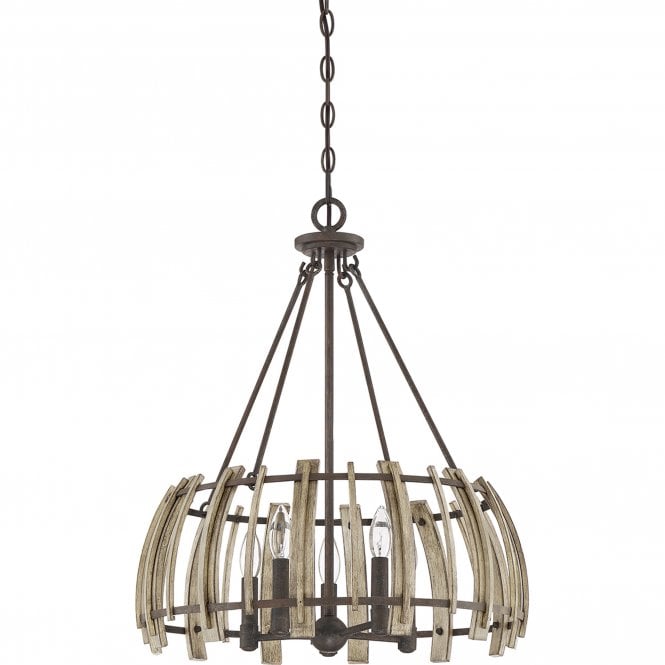 Wood Hollow 5 Light Pendant Rustic Black