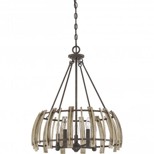 Wood Hollow 5 Light Pendant Rustic Black