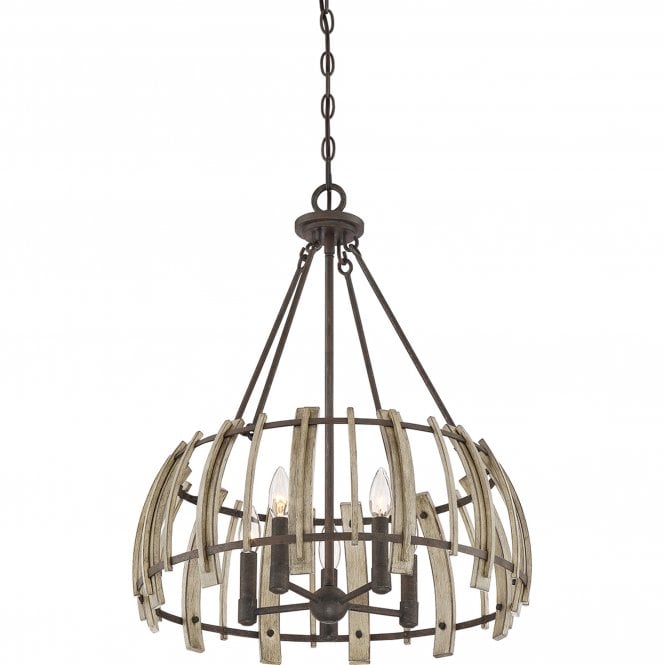 Wood Hollow 5 Light Pendant Rustic Black