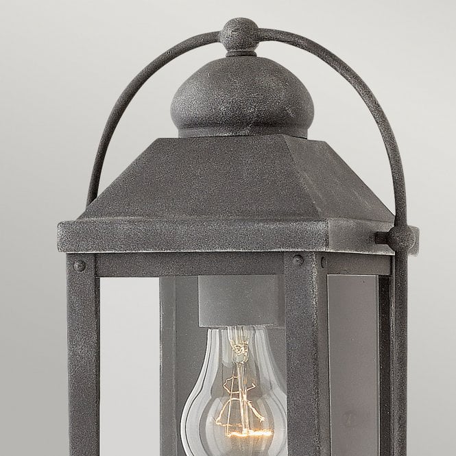 Anchorage 1 Light Outside Wall Lantern In Aged Zinc IP44