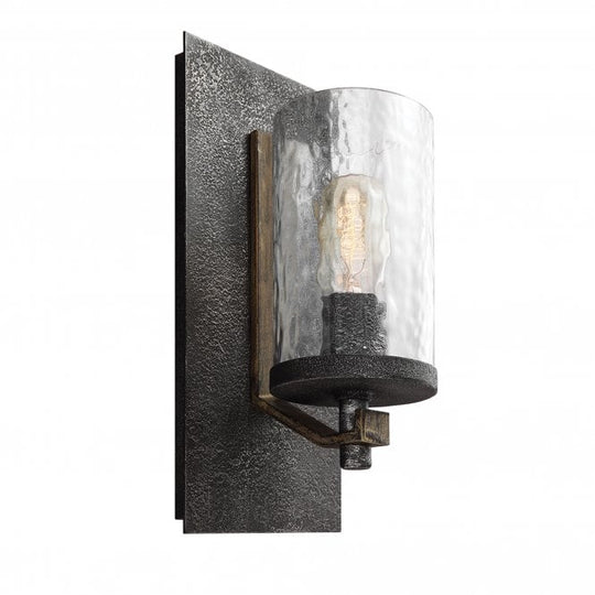 Angelo Single Wall Light In Distressed Weathered Oak / Slate Grey Metal