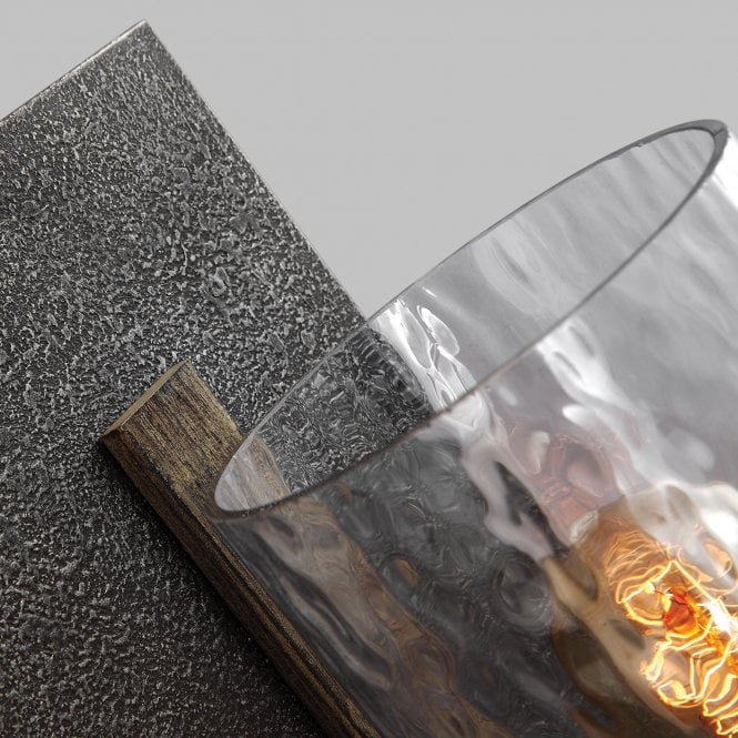 Angelo Single Wall Light In Distressed Weathered Oak / Slate Grey Metal