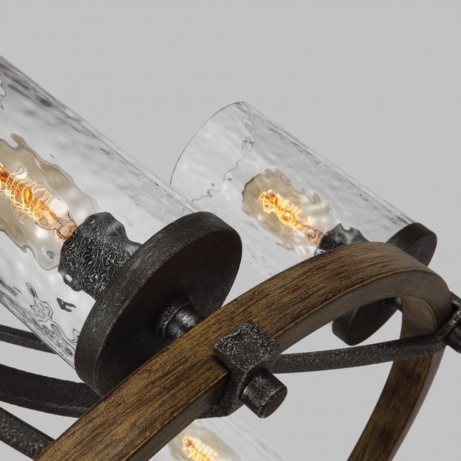 Angelo 6 Light Chandelier In Distressed Weathered Oak / Slate Grey Metal