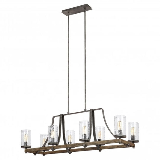 Angelo 8 Light Isle Chandelier In Distressed Weathered Oak / Slate Grey Metal