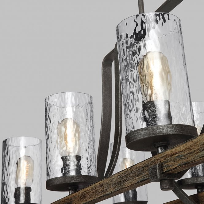 Angelo 8 Light Isle Chandelier In Distressed Weathered Oak / Slate Grey Metal