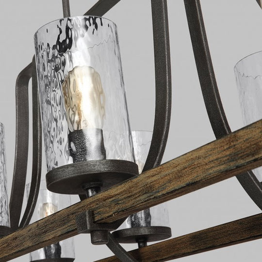 Angelo 8 Light Isle Chandelier In Distressed Weathered Oak / Slate Grey Metal