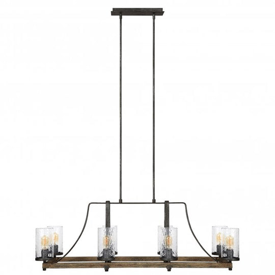 Angelo 8 Light Isle Chandelier In Distressed Weathered Oak / Slate Grey Metal
