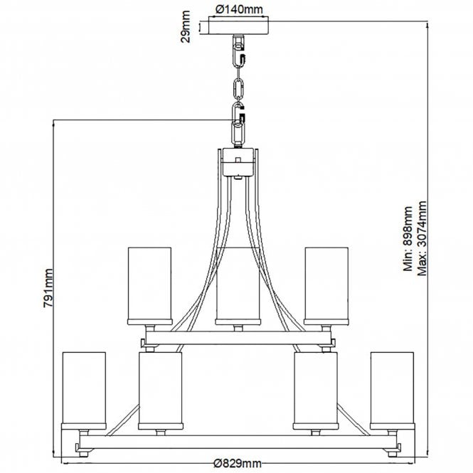 Angelo 9 Light Chandelier In Distressed Weathered Oak / Slate Grey Metal