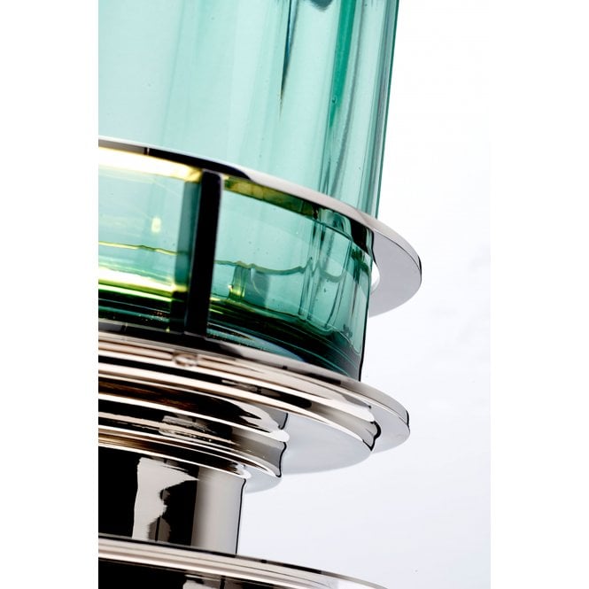 Arno Table Lamp With Green Glass And Polished Nickel Metal Work