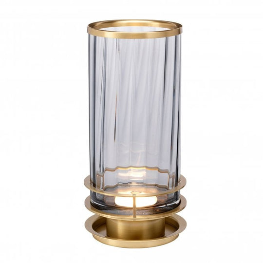 Arno Table Lamp With Smoke Glass And Aged Brass Metal Work