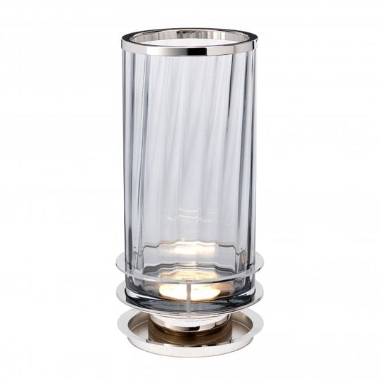 Arno Table Lamp With Smoked Glass And Polished Nickel Metal Work