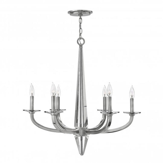 Ascher 6 Light Chandelier Polished Nickel With Crystal Detail