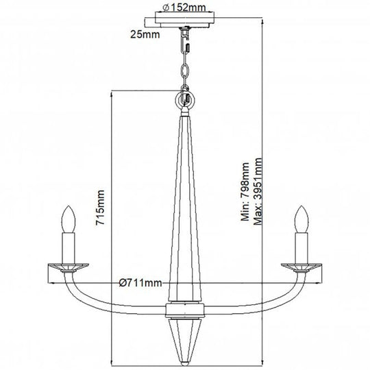 Ascher 6 Light Chandelier Polished Nickel With Crystal Detail