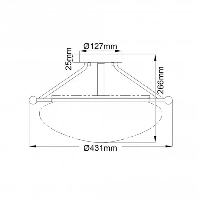Belle 3 Light Semi-Flush Mount Ceiling Light Brushed Natural Brass