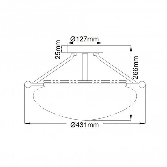 Belle 3 Light Semi-Flush Mount Ceiling Light Polished Nickel