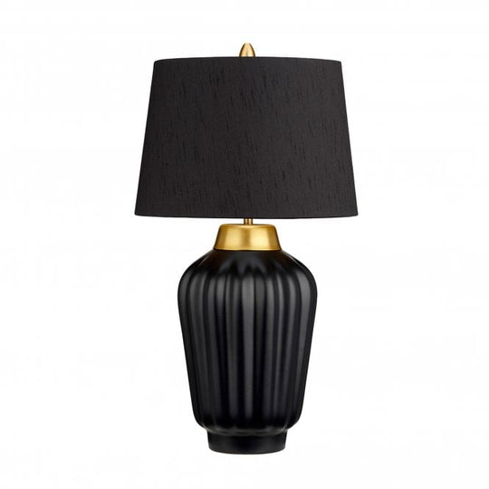 Bexley Table Lamp Black & Brushed Brass with Balck Faux Silk Shade