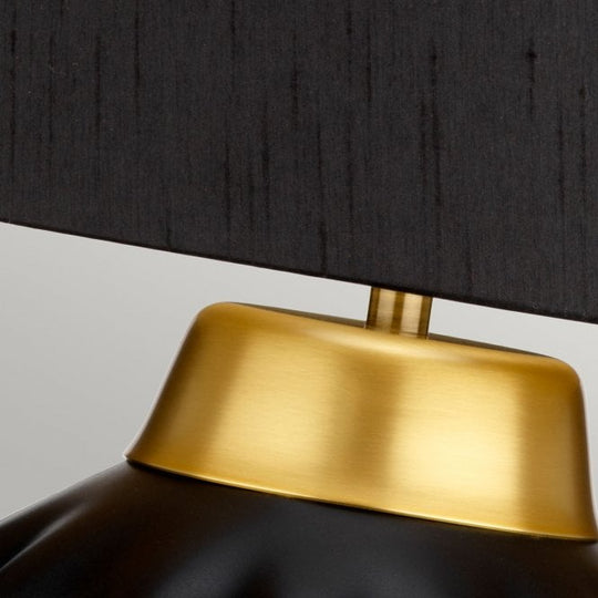 Bexley Table Lamp Black & Brushed Brass with Balck Faux Silk Shade
