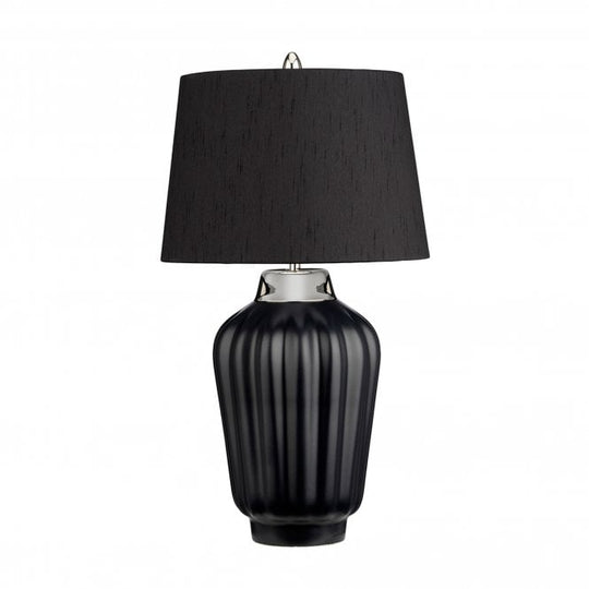 Bexley Table Lamp Black & Polished Nickel with Balck Faux Silk Shade