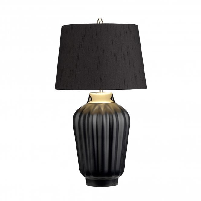 Bexley Table Lamp Black & Polished Nickel with Balck Faux Silk Shade